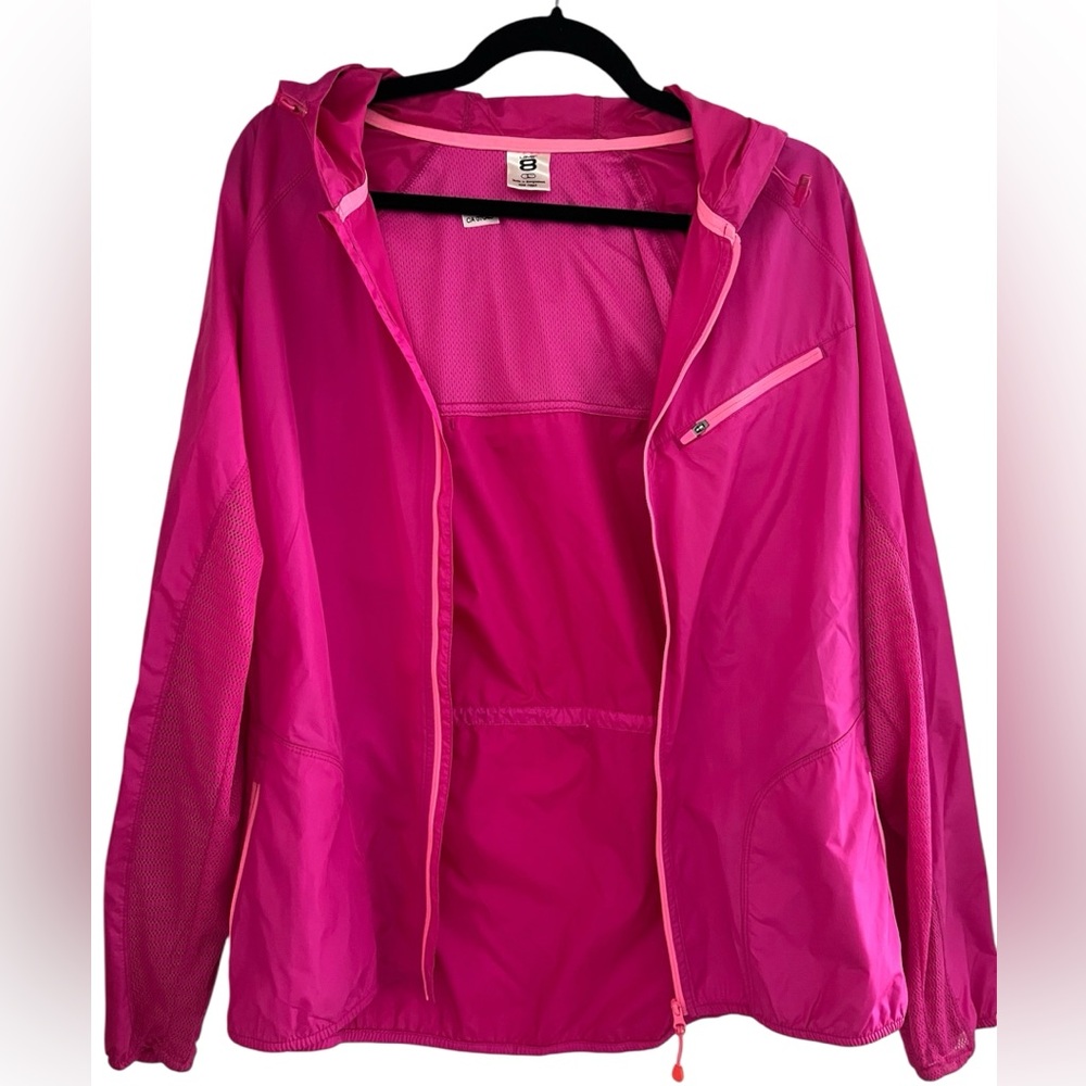 Layer 8 Women's Pink Hooded Rain Jacket Size L